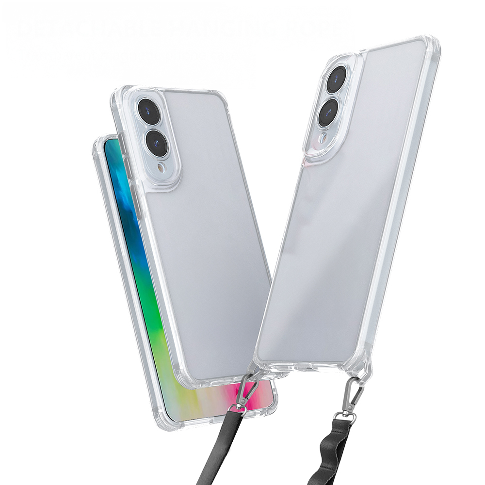 Galaxy S25 Edge Kılıf Airbagli Takılabilir Askı Aparatlı NXXA Snap Silikon Kapak - Şeffaf