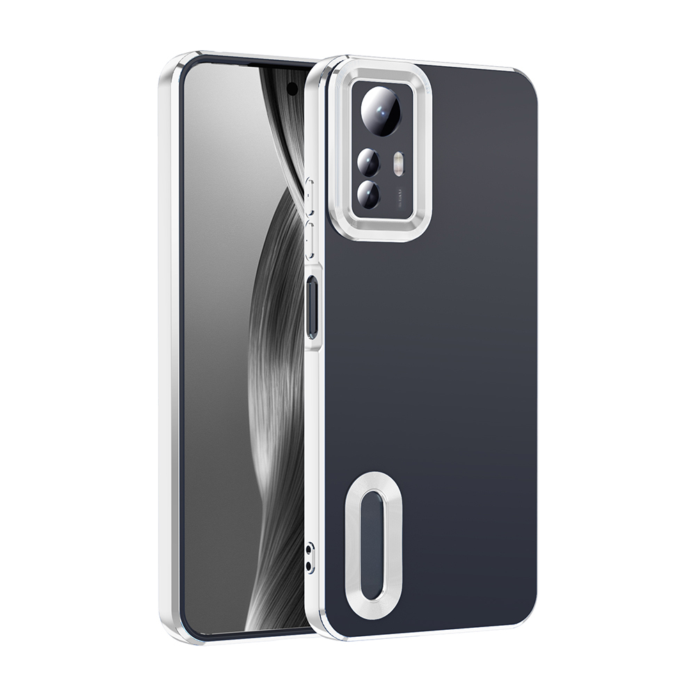 Redmi Note 12S Kılıf Kamera Korumalı Logo Gösteren NXXA Omega Kapak - Gümüş
