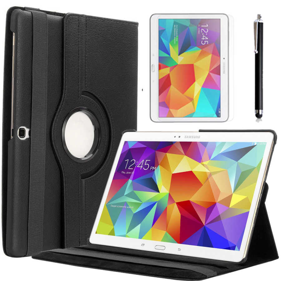 Galaxy Tab 4 10.1 T530  Uyumlu NXXA Dönebilen Standlı Kılıf-Siyah