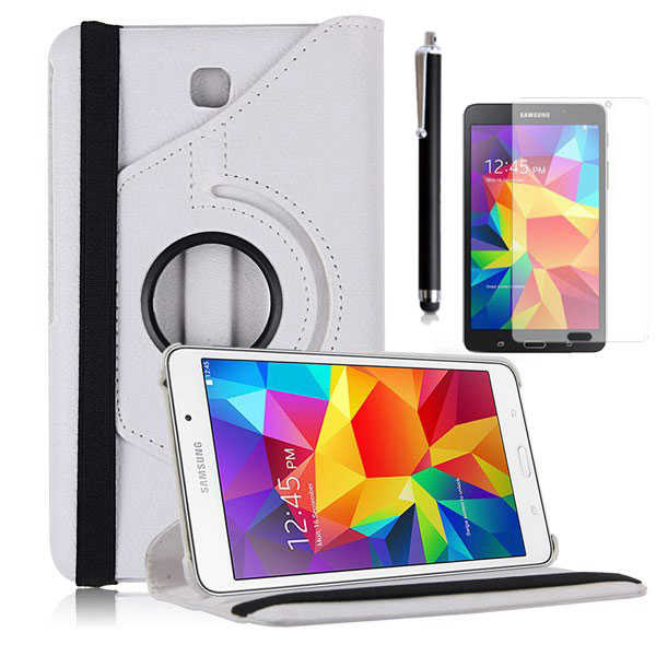 Galaxy Tab 4 7.0 T230  Uyumlu NXXA Dönebilen Standlı Kılıf-Beyaz