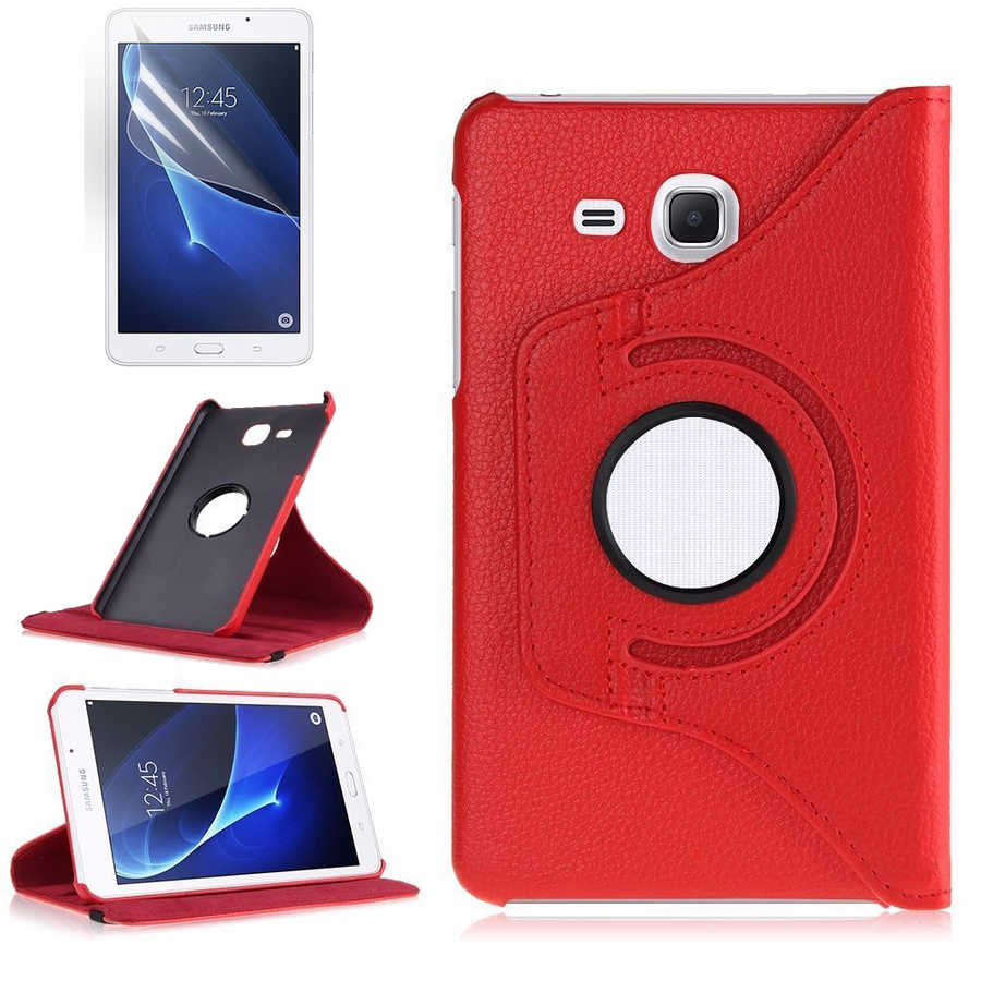Galaxy Tab 4 T280 Uyumlu NXXA Dönebilen Standlı Kılıf-Kırmızı