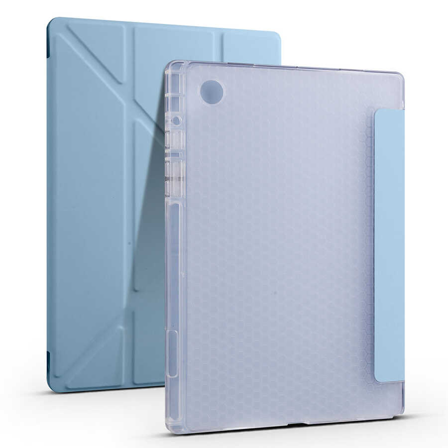 Galaxy Tab A8 10.5 SM-X200 (2021) Kılıf  Uyumlu NXXA Tri Folding Kalem Bölmeli Standlı Kılıf-Mavi