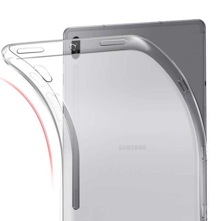 Galaxy Tab S7 Plus T970 Kılıf  Uyumlu NXXA Tablet Süper Silikon Kapak-Renksiz