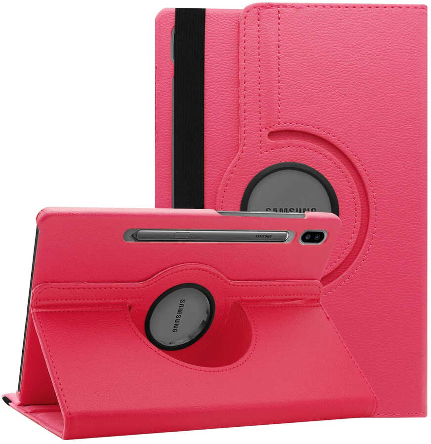 Galaxy Tab S7 Plus T970  Uyumlu NXXA Dönebilen Standlı Kılıf-Pembe Koyu