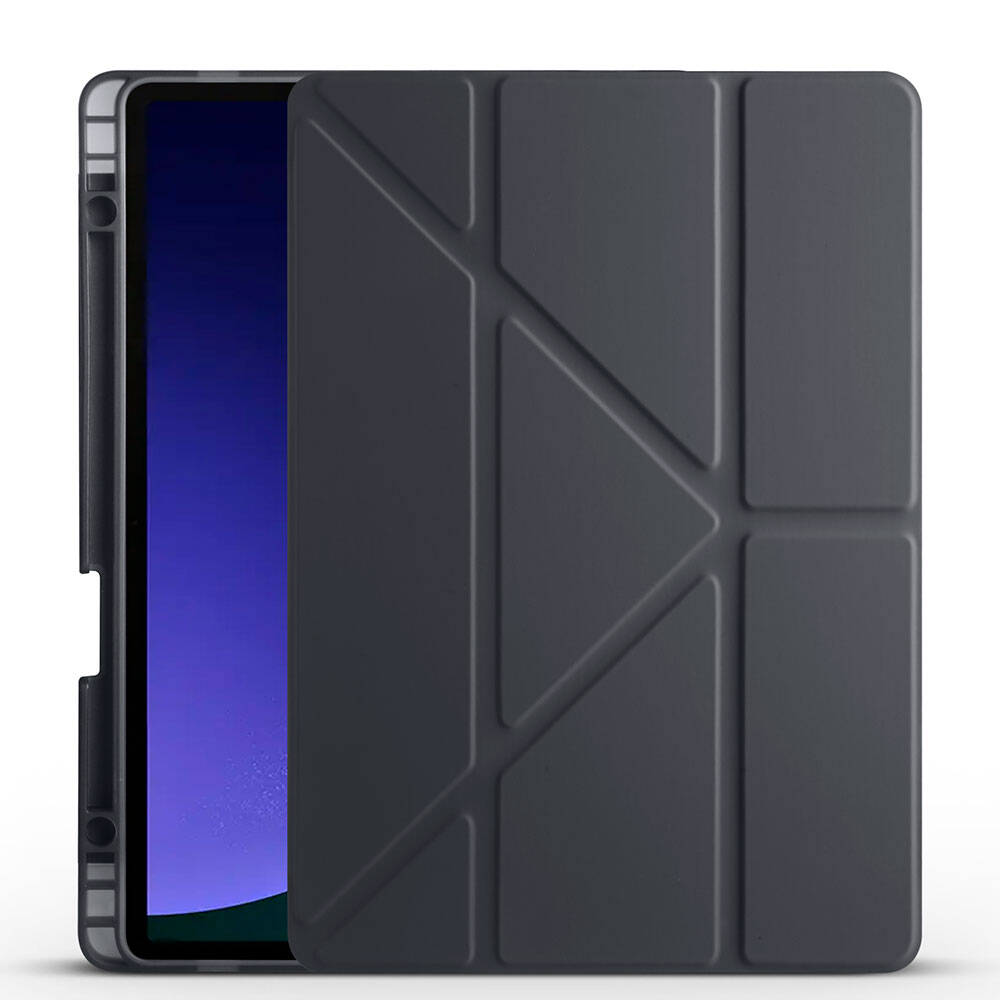 Galaxy Tab S9 Kılıf  Uyumlu NXXA Tri Folding Kalem Bölmeli Standlı Kılıf-Siyah
