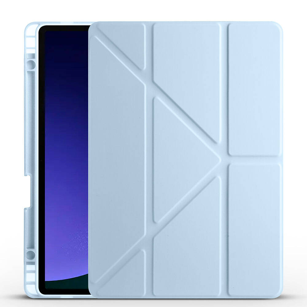 Galaxy Tab S9 Kılıf  Uyumlu NXXA Tri Folding Kalem Bölmeli Standlı Kılıf-Mavi