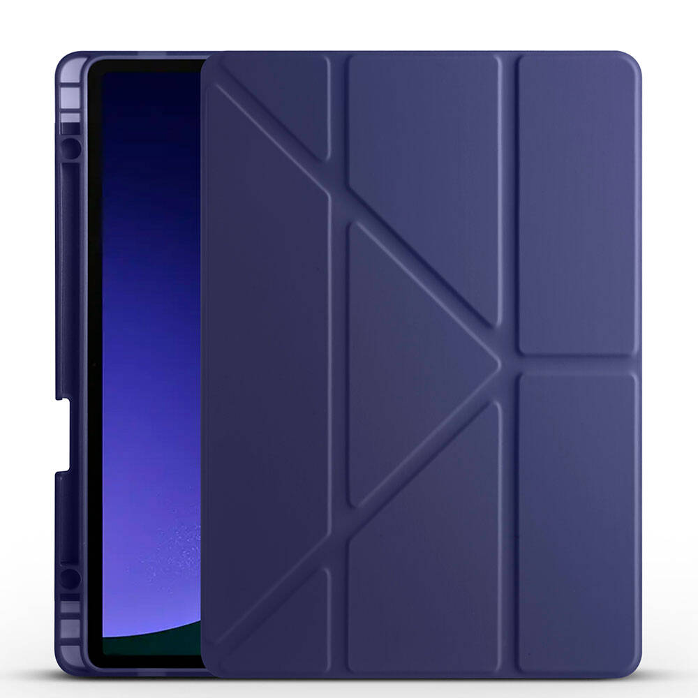 Galaxy Tab S9 Kılıf  Uyumlu NXXA Tri Folding Kalem Bölmeli Standlı Kılıf-Lacivert