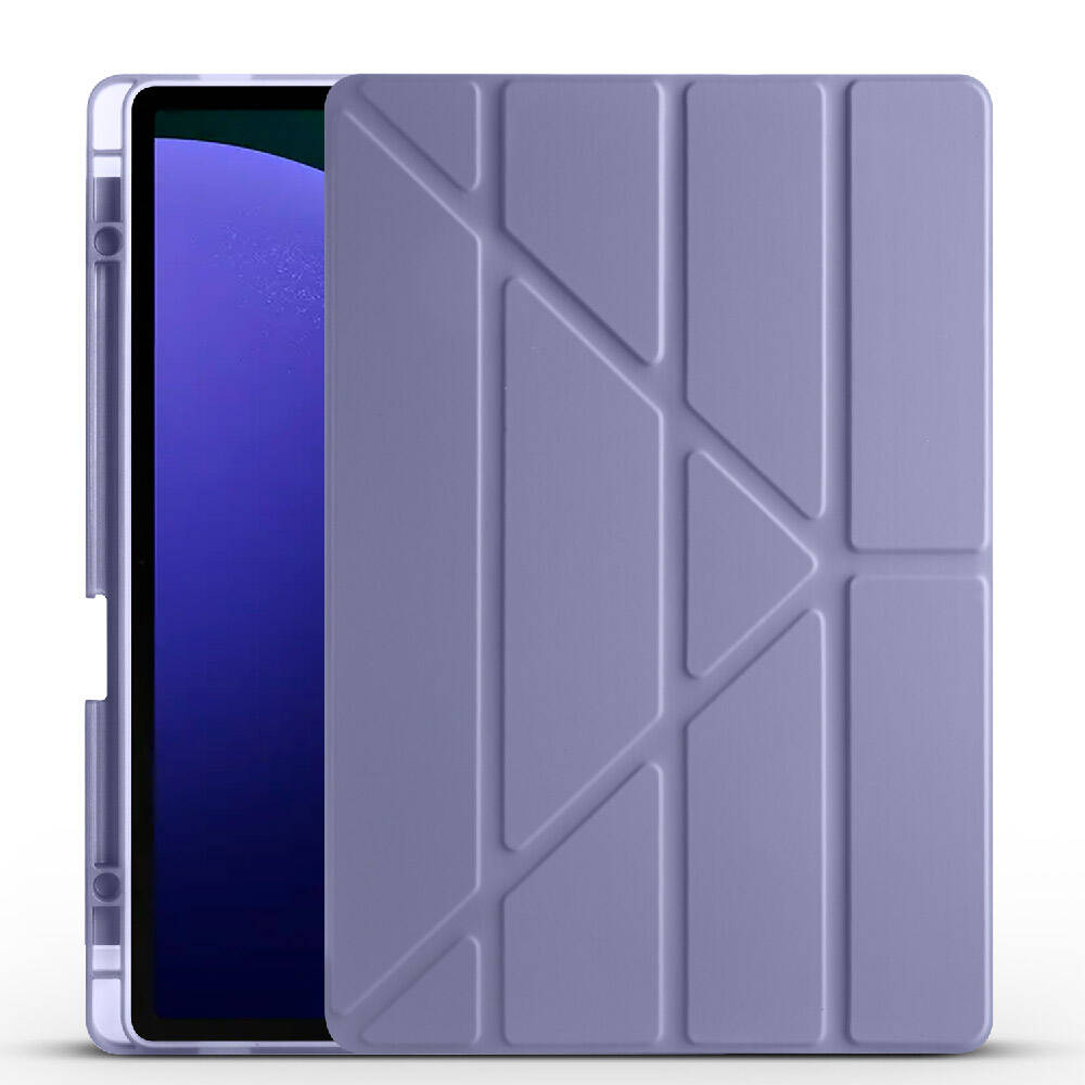 Galaxy Tab S9 Plus Kılıf  Uyumlu NXXA Tri Folding Kalem Bölmeli Standlı Kılıf-Mor