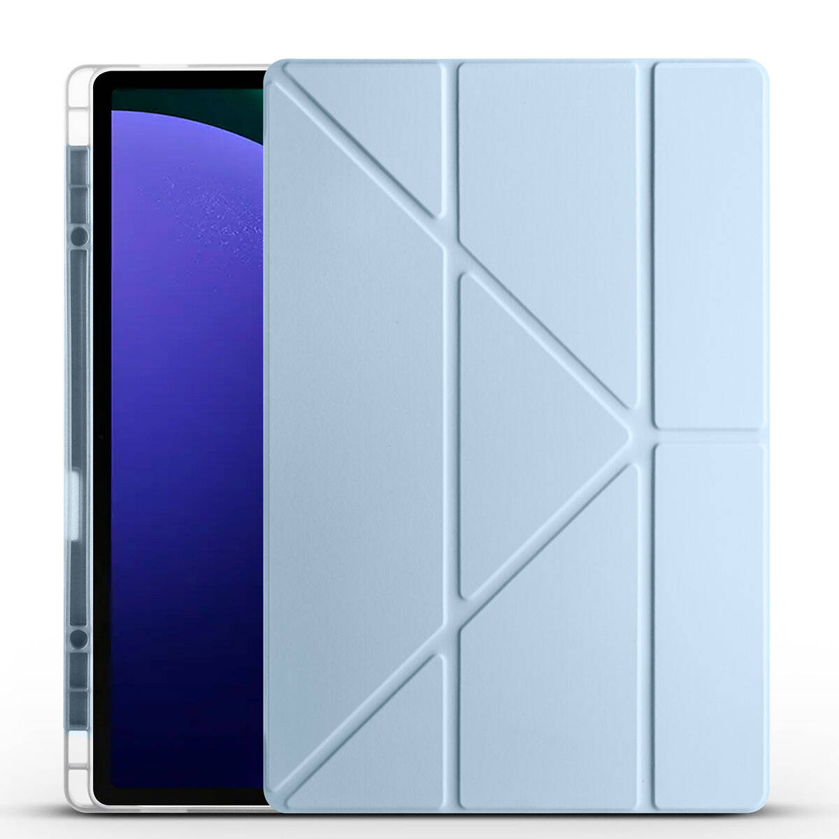 Galaxy Tab S9 Ultra Kılıf  Uyumlu NXXA Tri Folding Kalem Bölmeli Standlı Kılıf-Mavi