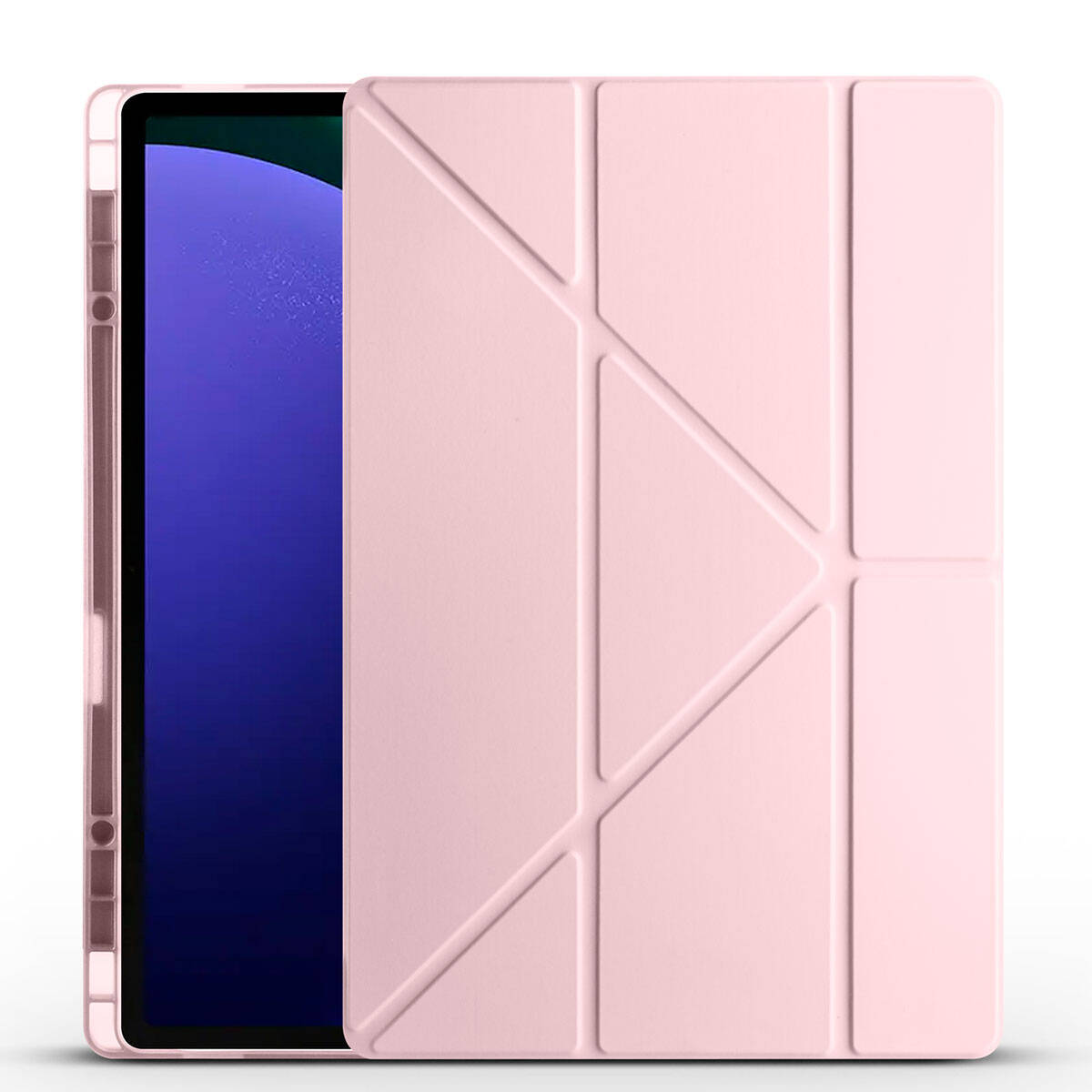 Galaxy Tab S9 Ultra Kılıf  Uyumlu NXXA Tri Folding Kalem Bölmeli Standlı Kılıf-Rose Gold