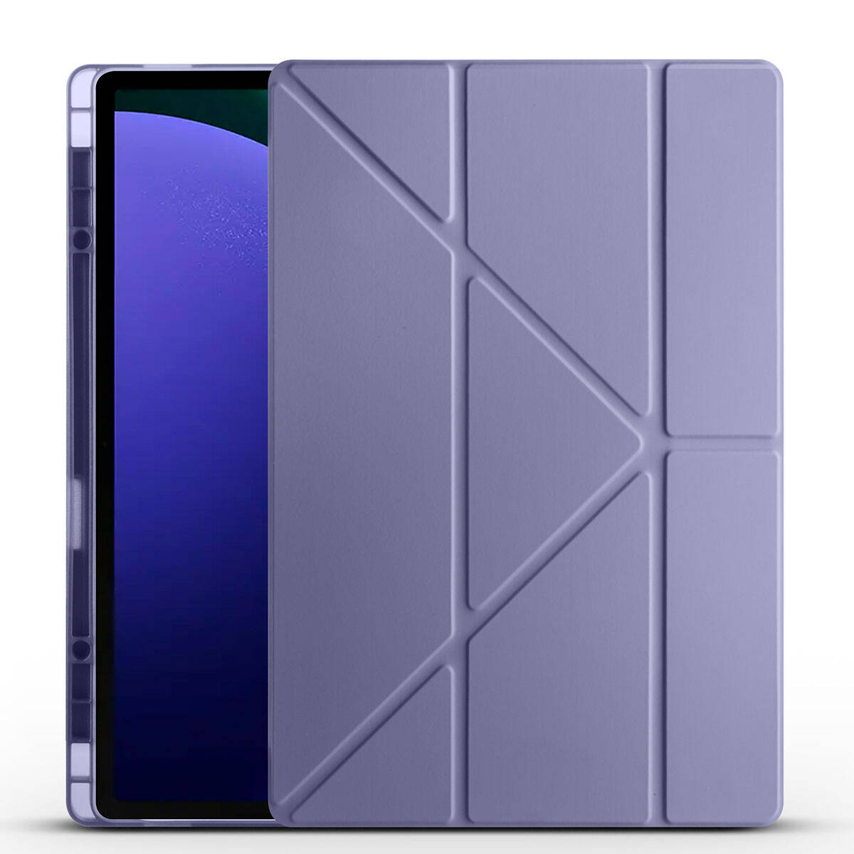 Galaxy Tab S9 Ultra Kılıf  Uyumlu NXXA Tri Folding Kalem Bölmeli Standlı Kılıf-Mor