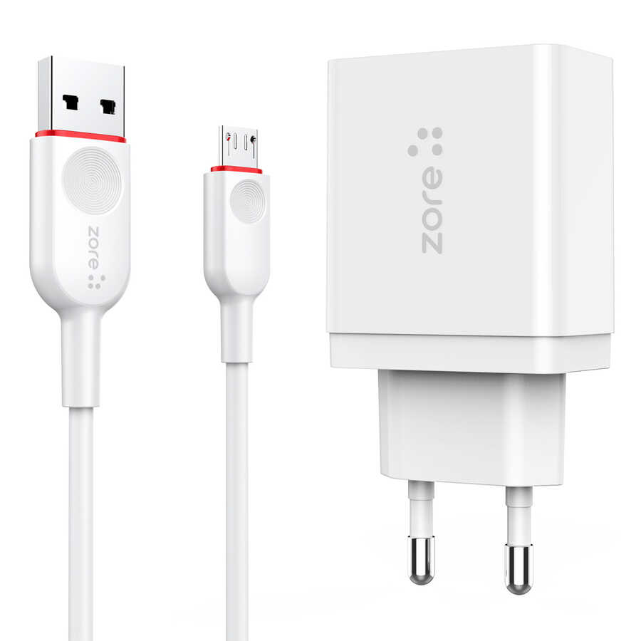​​Zore XMac Serisi ZR-X2 Micro 2 in 1 Şarj Seti - Beyaz