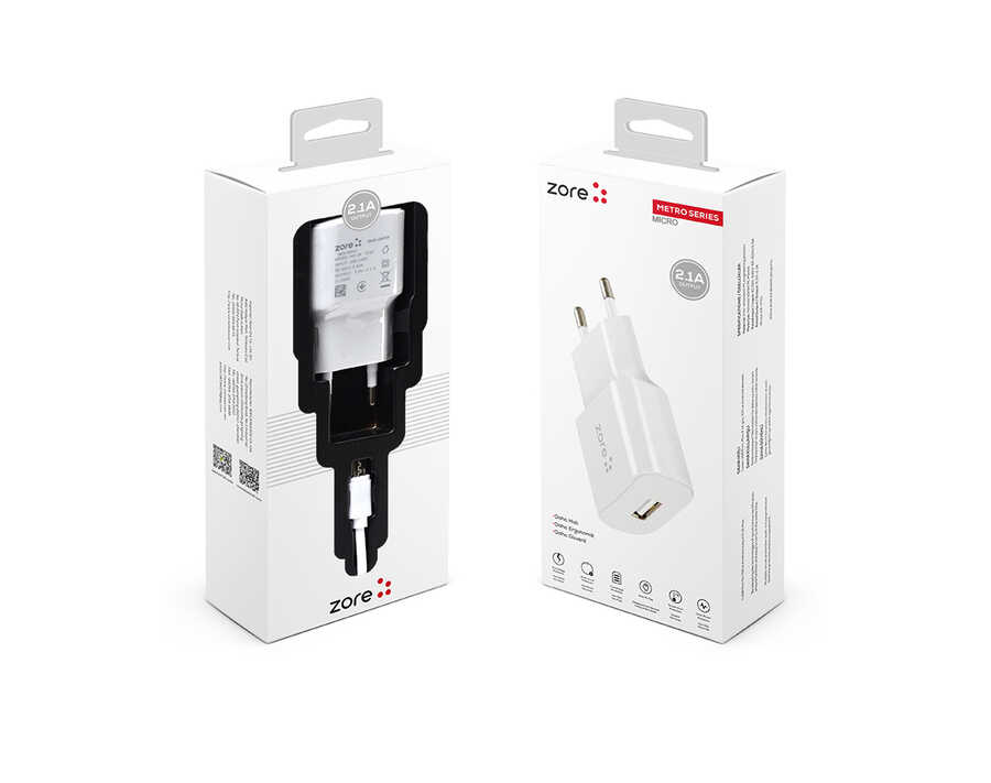 ​Zore Metro Serisi ZR-TC01 Micro 2 in 1 Şarj Seti - Beyaz