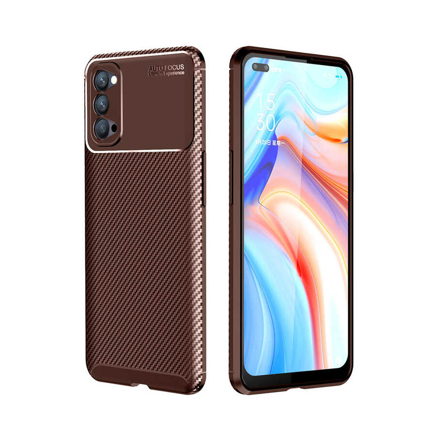 Oppo Reno 4 Kılıf NXXA Negro Silikon Kapak-Kahverengi