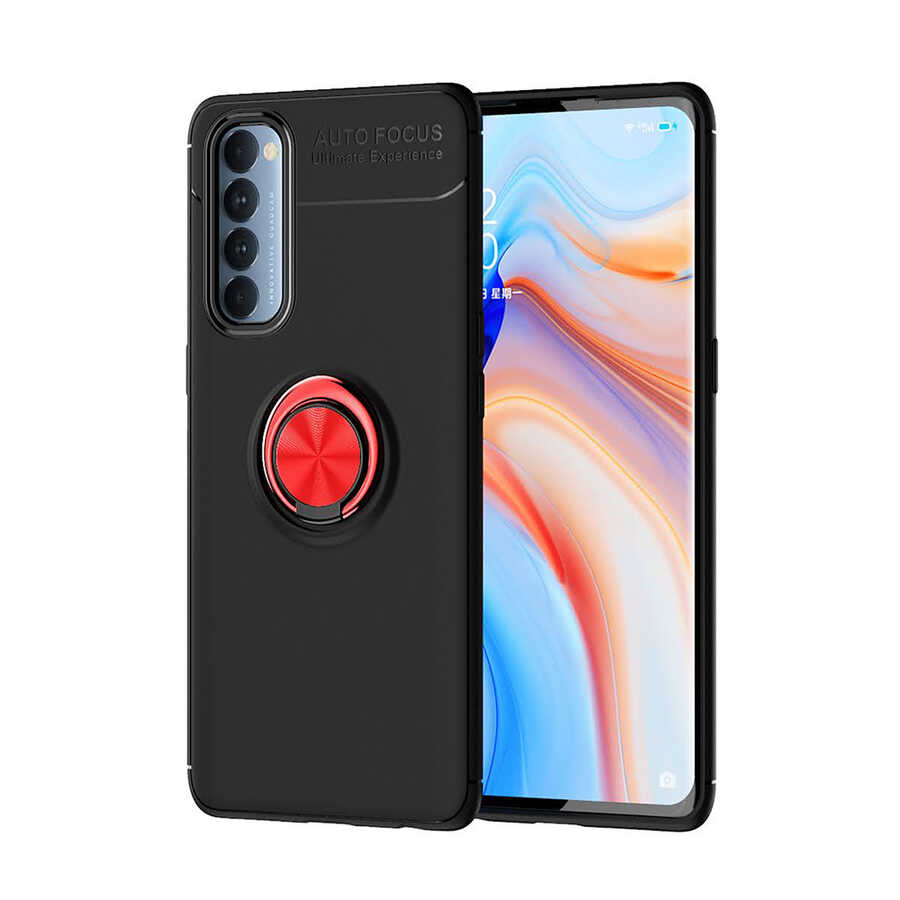 Oppo Reno 4 Pro Kılıf NXXA Ravel Silikon Kapak-Siyah-Kırmızı