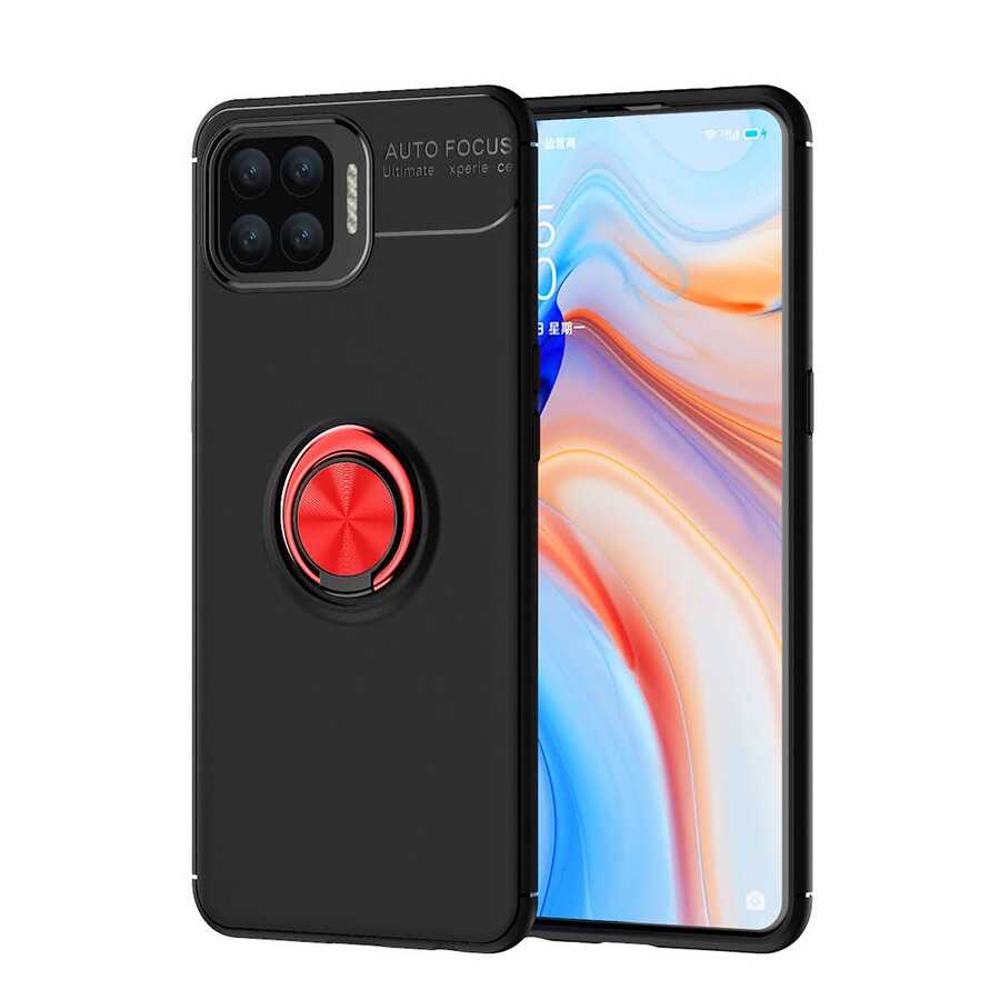 Oppo Reno 4 Lite Kılıf NXXA Ravel Silikon Kapak-Siyah-Kırmızı