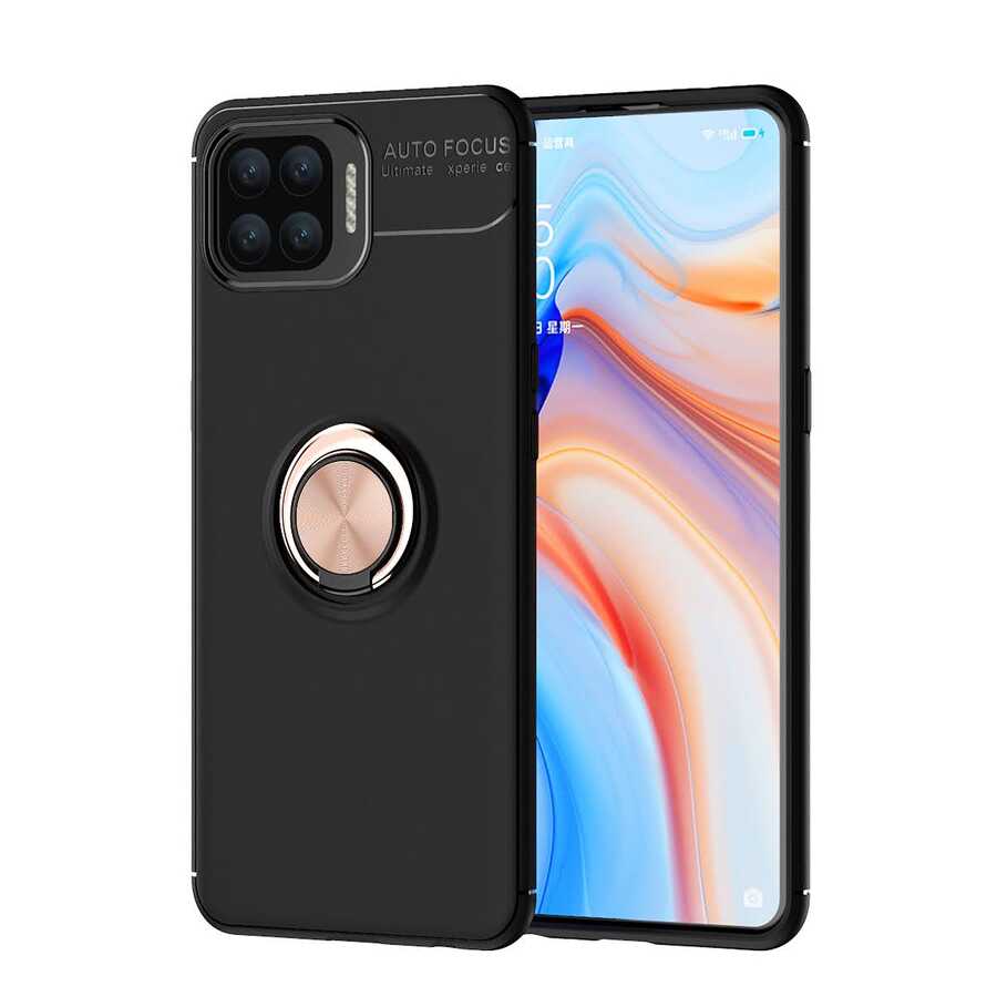 Oppo Reno 4 Lite Kılıf NXXA Ravel Silikon Kapak-Siyah-Rose Gold