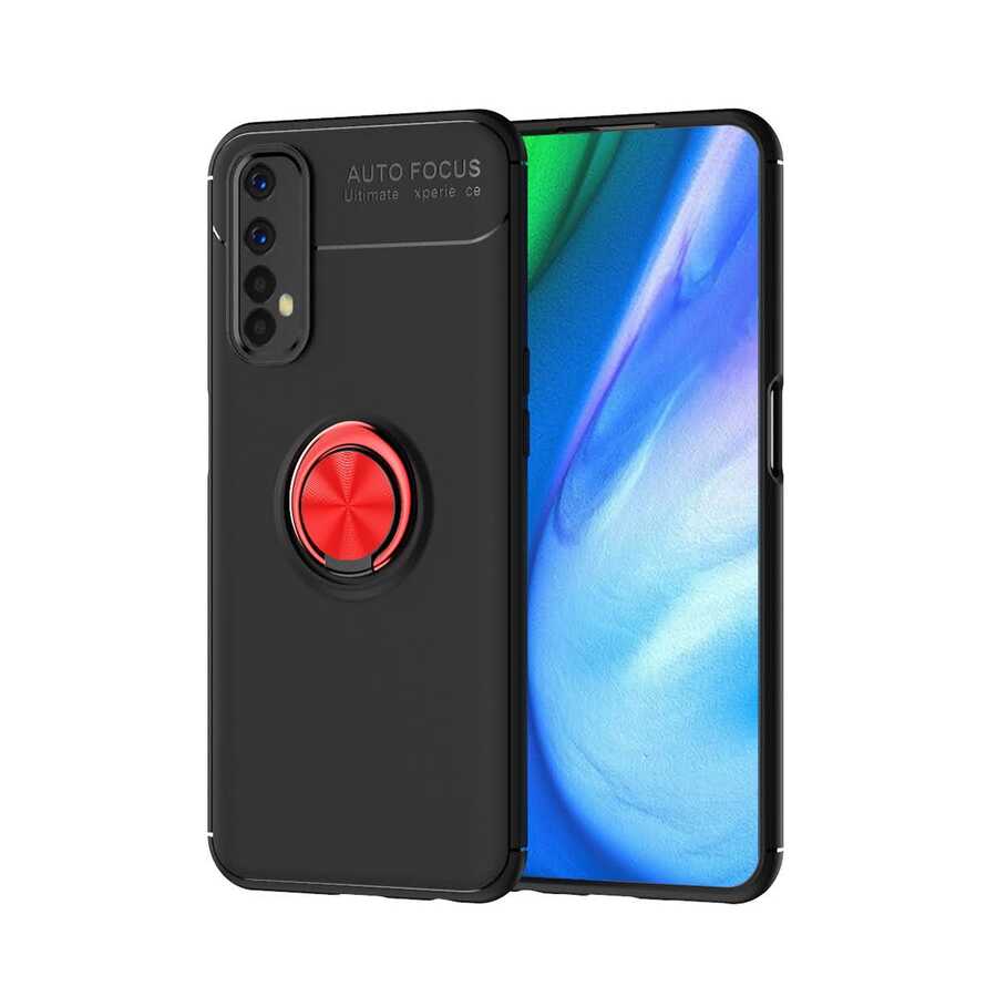 Realme 7 Kılıf NXXA Ravel Silikon Kapak-Siyah-Kırmızı