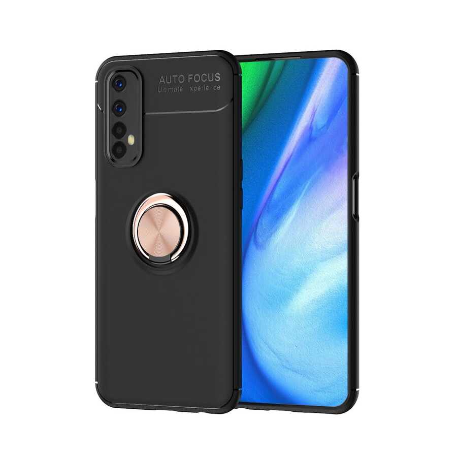 Realme 7 Kılıf NXXA Ravel Silikon Kapak-Siyah-Rose Gold