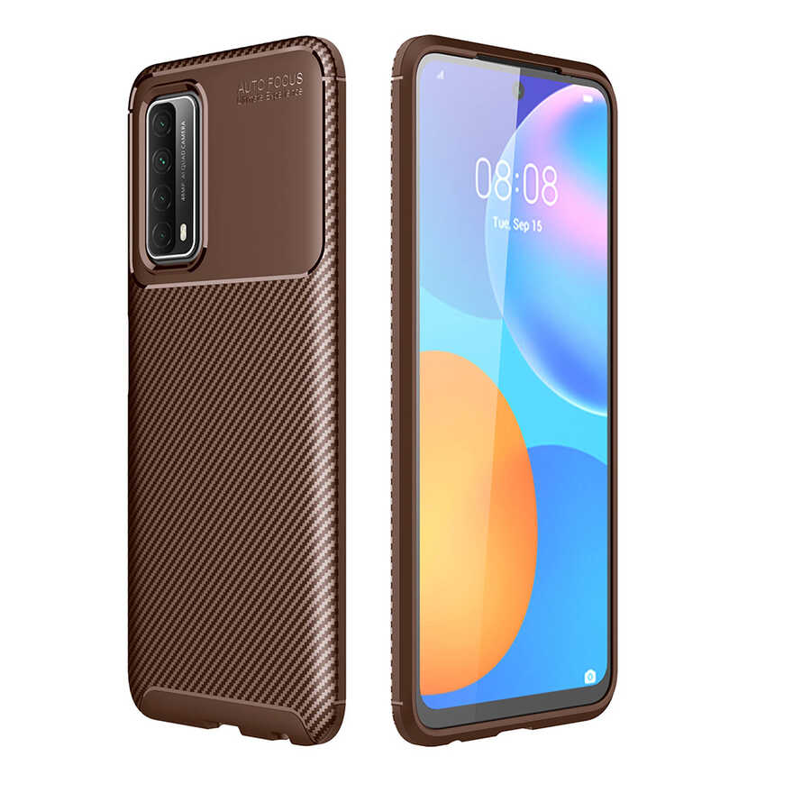 Huawei P Smart 2021 Kılıf NXXA Negro Silikon Kapak-Kahverengi