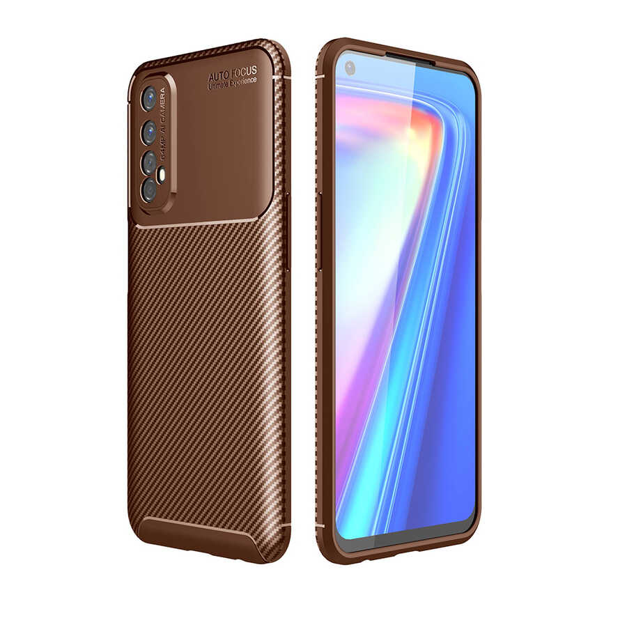 Realme 7 Kılıf NXXA Negro Silikon Kapak-Kahverengi