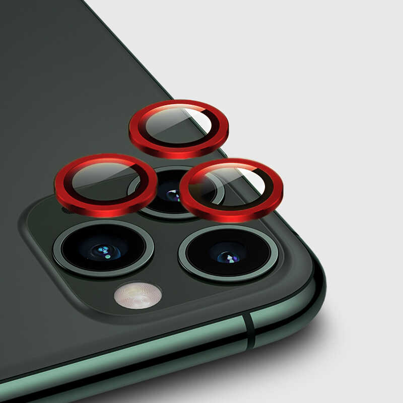 iPhone 12 Pro Uyumlu NXXA CL-02 Kamera Lens Koruyucu-Kırmızı
