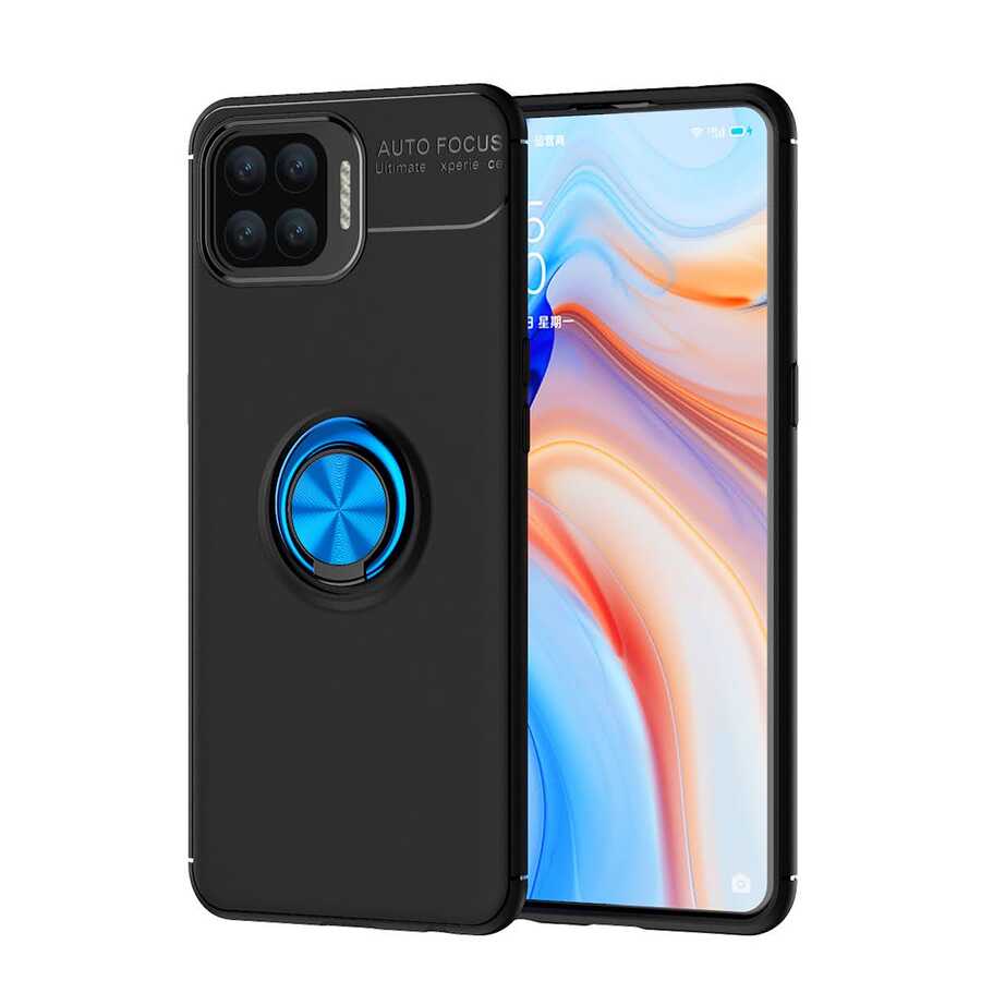 Oppo Reno A73 Kılıf NXXA Ravel Silikon Kapak-Siyah-Mavi