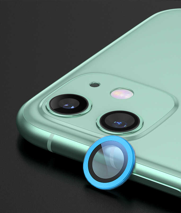 iPhone 12 Uyumlu NXXA CL-02 Kamera Lens Koruyucu-Mavi