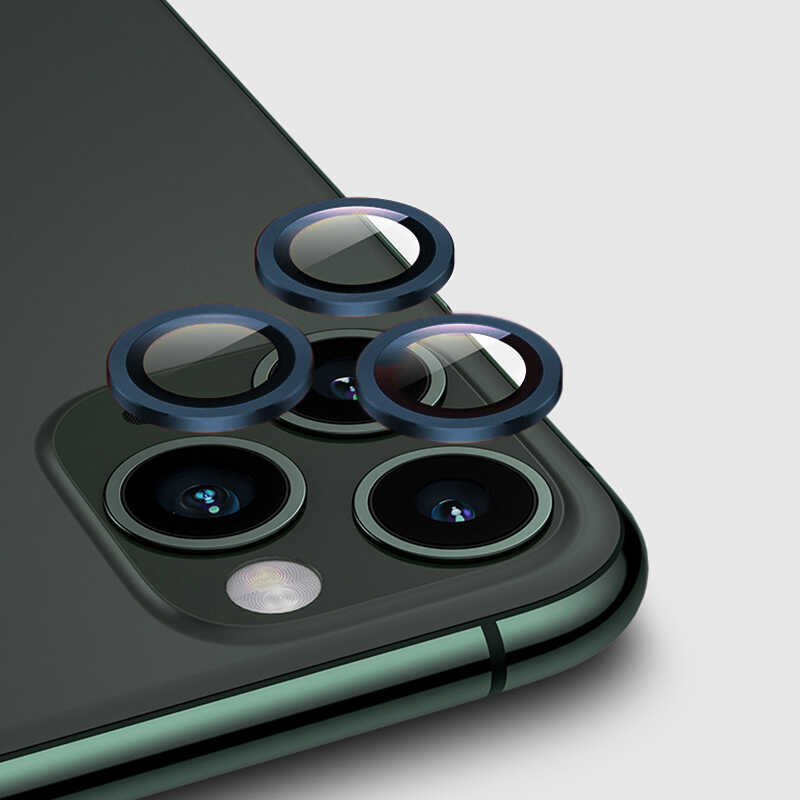 iPhone 12 Pro Max Uyumlu NXXA CL-02 Kamera Lens Koruyucu-Lacivert