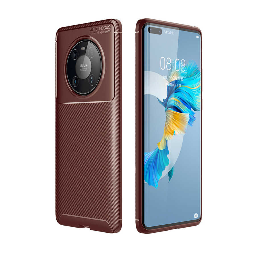 Huawei Mate 40 Pro Kılıf NXXA Negro Silikon Kapak-Kahverengi