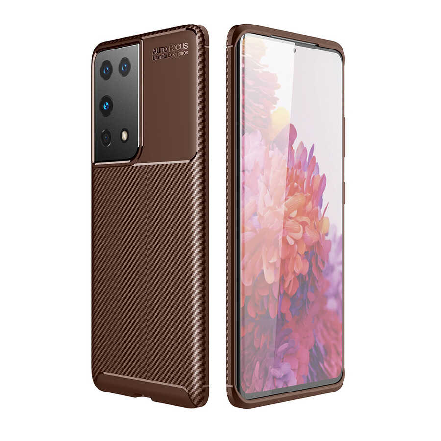 Galaxy S21 Ultra Kılıf NXXA Negro Silikon Kapak-Kahverengi