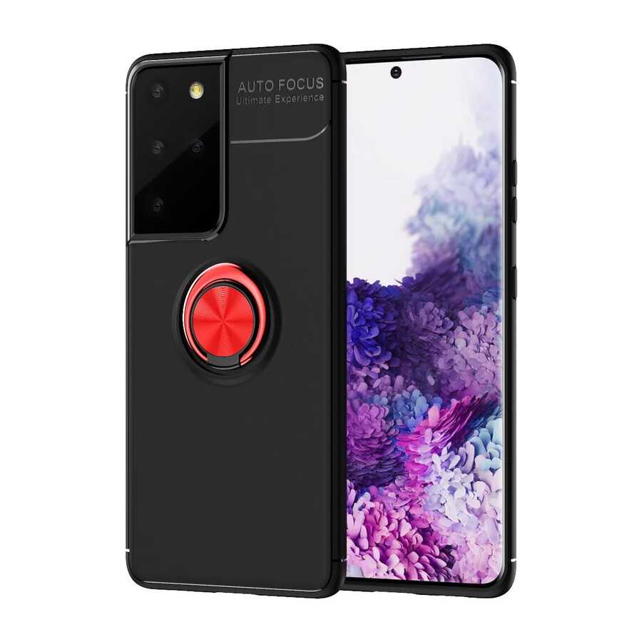 Galaxy S21 Ultra Kılıf NXXA Ravel Silikon Kapak-Siyah-Kırmızı