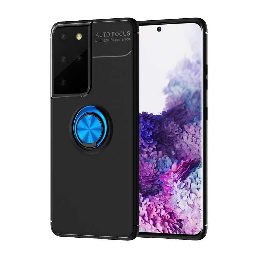 Galaxy S21 Ultra Kılıf NXXA Ravel Silikon Kapak-Siyah-Mavi