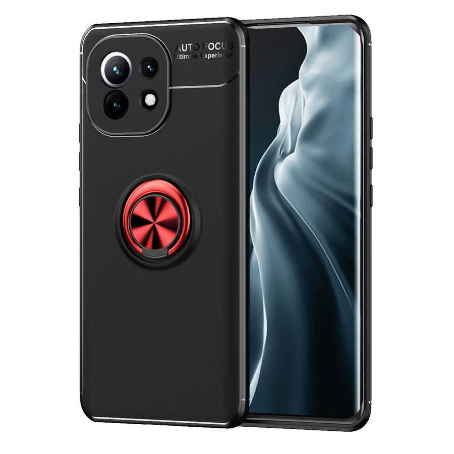 Xiaomi Mi 11 Kılıf NXXA Ravel Silikon Kapak-Siyah-Kırmızı