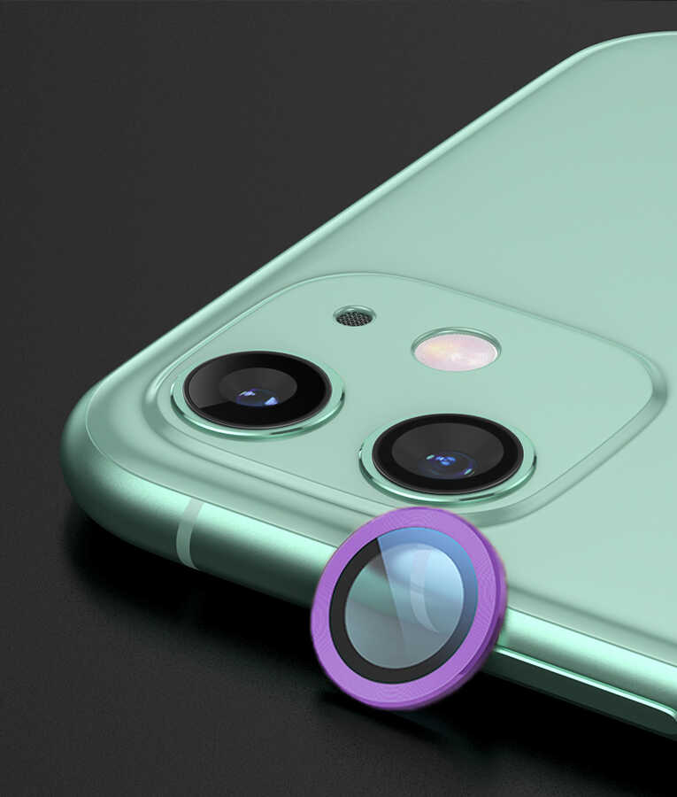 iPhone 12 Mini Uyumlu NXXA CL-02 Kamera Lens Koruyucu-Mor