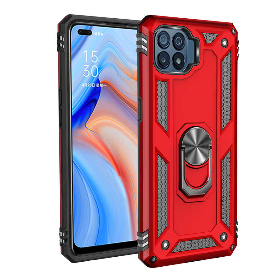 Oppo Reno 4 Lite Kılıf NXXA Vega Kapak-Kırmızı