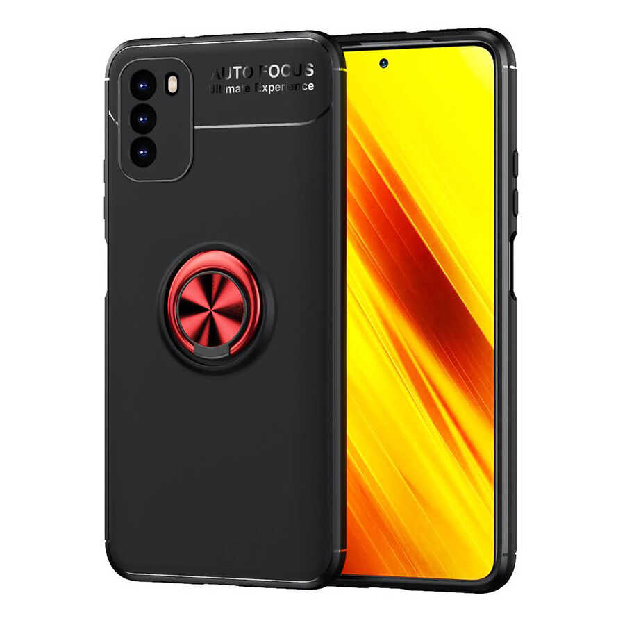Xiaomi Poco M3 Kılıf NXXA Ravel Silikon Kapak-Siyah-Kırmızı