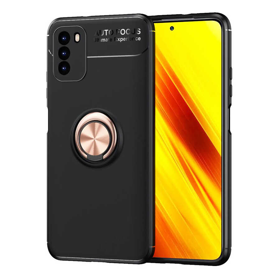 Xiaomi Poco M3 Kılıf NXXA Ravel Silikon Kapak-Siyah-Rose Gold