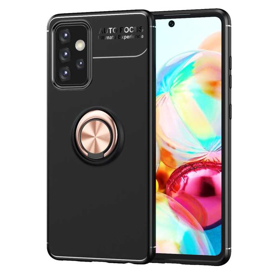 Galaxy A72 Kılıf NXXA Ravel Silikon Kapak-Siyah-Rose Gold