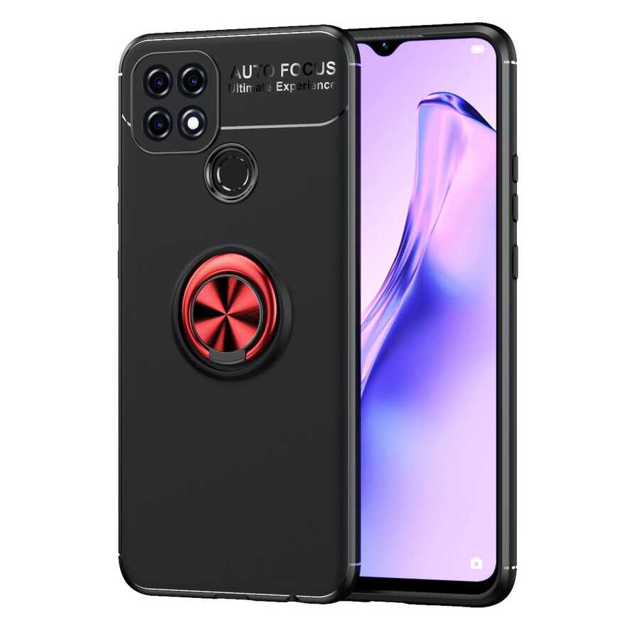 Oppo A15 Kılıf NXXA Ravel Silikon Kapak-Siyah-Kırmızı