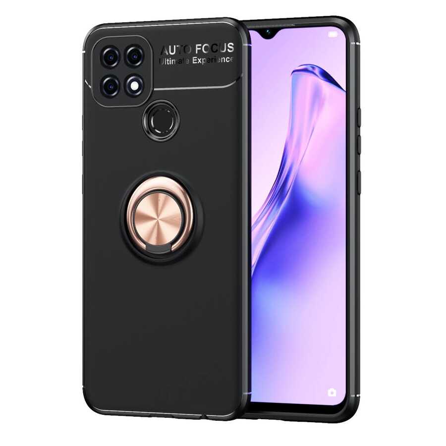 Oppo A15 Kılıf NXXA Ravel Silikon Kapak-Siyah-Rose Gold