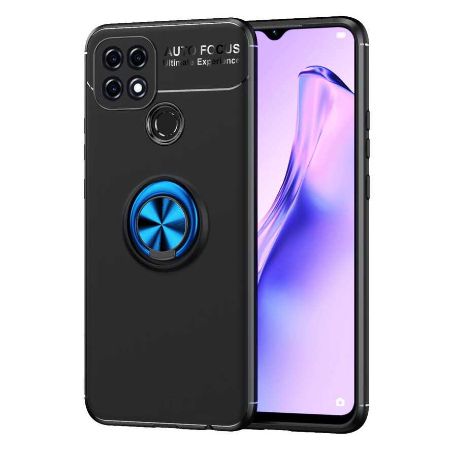 Oppo A15S Kılıf NXXA Ravel Silikon Kapak-Siyah-Mavi