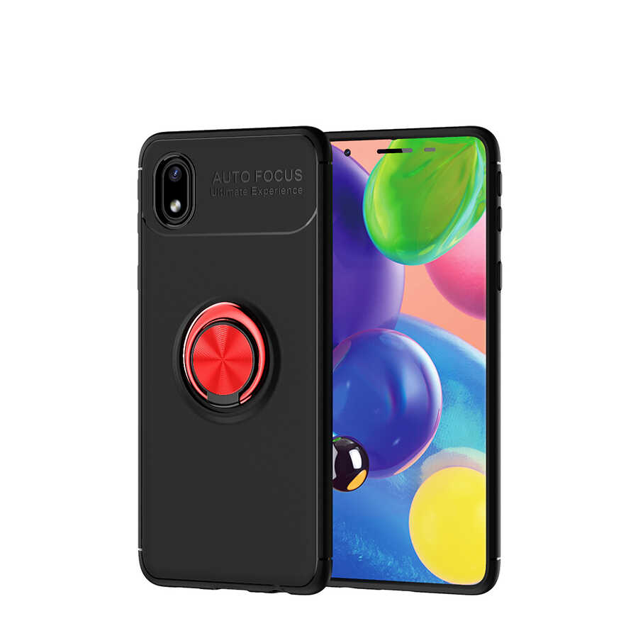 Galaxy A01 Core Kılıf NXXA Ravel Silikon Kapak-Siyah-Kırmızı