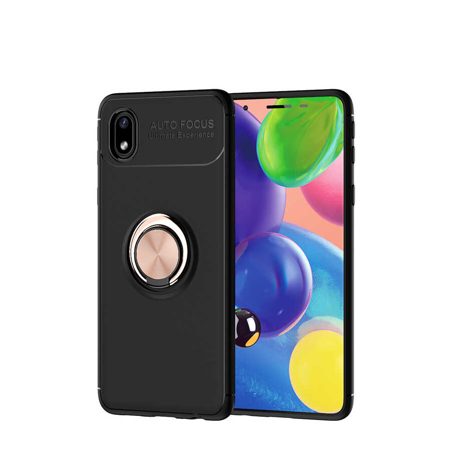 Galaxy A01 Core Kılıf NXXA Ravel Silikon Kapak-Siyah-Rose Gold