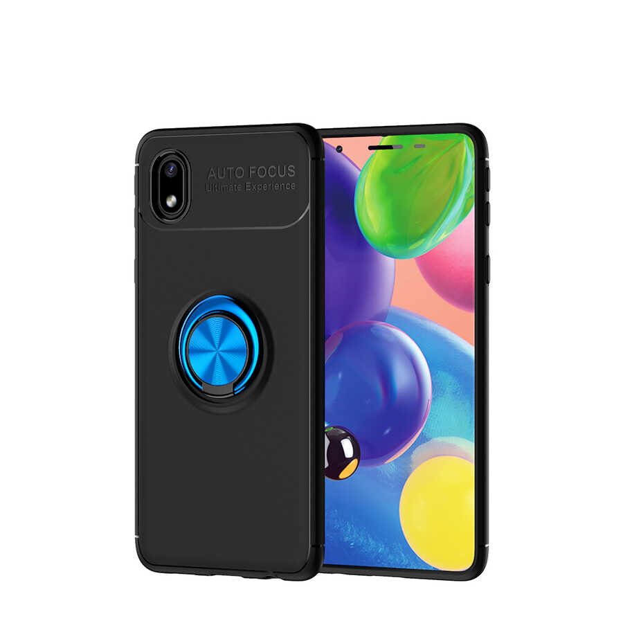 Galaxy A01 Core Kılıf NXXA Ravel Silikon Kapak-Siyah-Mavi