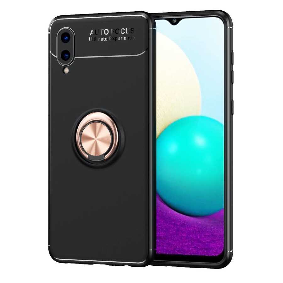 Galaxy A02 Kılıf NXXA Ravel Silikon Kapak-Siyah-Rose Gold