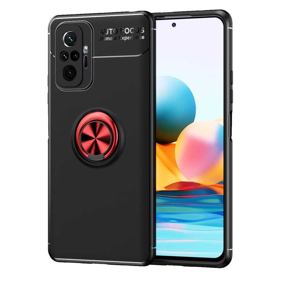 Xiaomi Redmi Note 10 Pro Kılıf NXXA Ravel Silikon Kapak-Siyah-Kırmızı