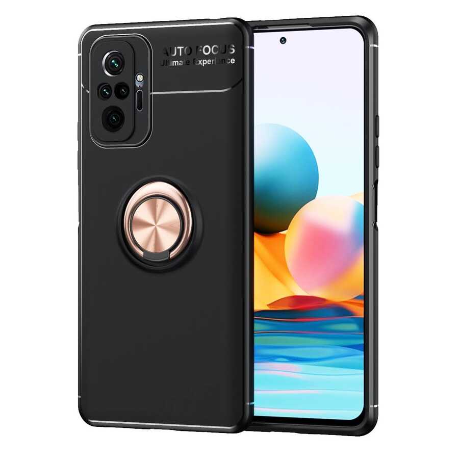 Xiaomi Redmi Note 10 Pro Kılıf NXXA Ravel Silikon Kapak-Siyah-Rose Gold