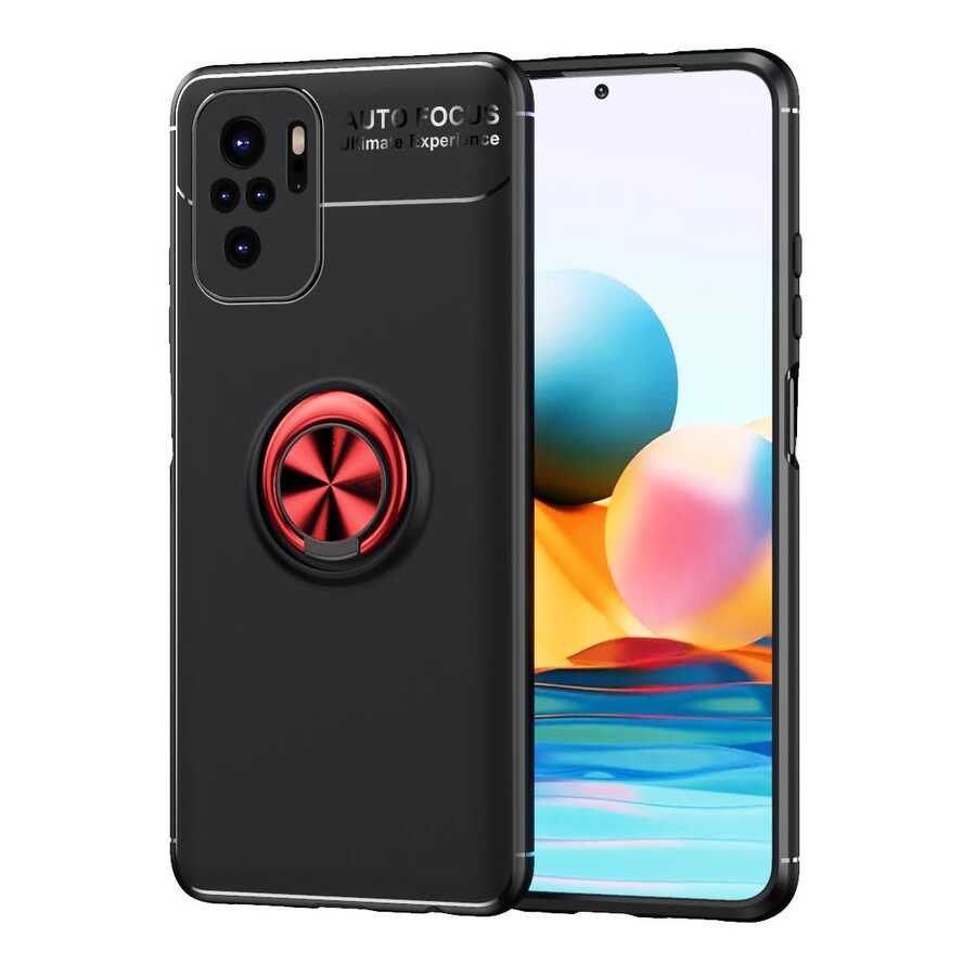 Xiaomi Redmi Note 10 Kılıf NXXA Ravel Silikon Kapak-Siyah-Kırmızı