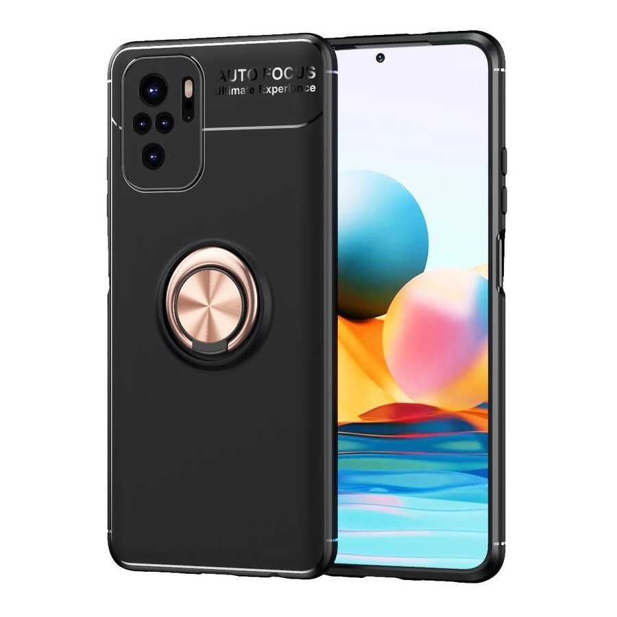 Xiaomi Redmi Note 10 Kılıf NXXA Ravel Silikon Kapak-Siyah-Rose Gold